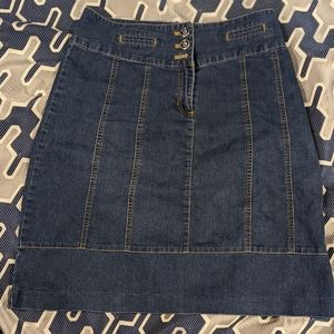 Knee Length Modest Denim Skirt